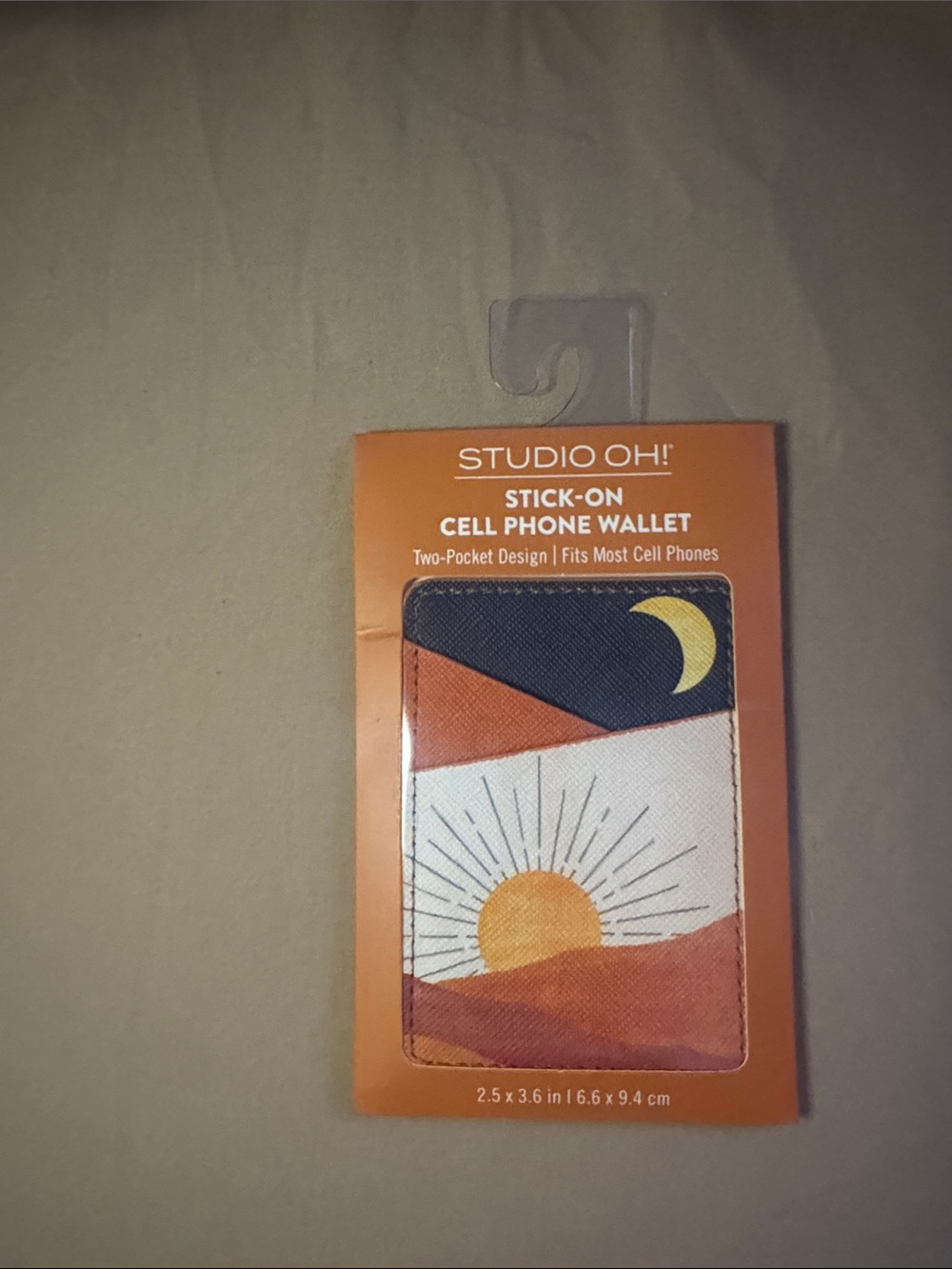 Studio Stick-On Cell Phone Wallet - Sunrise Design (Orange, Navy, White)